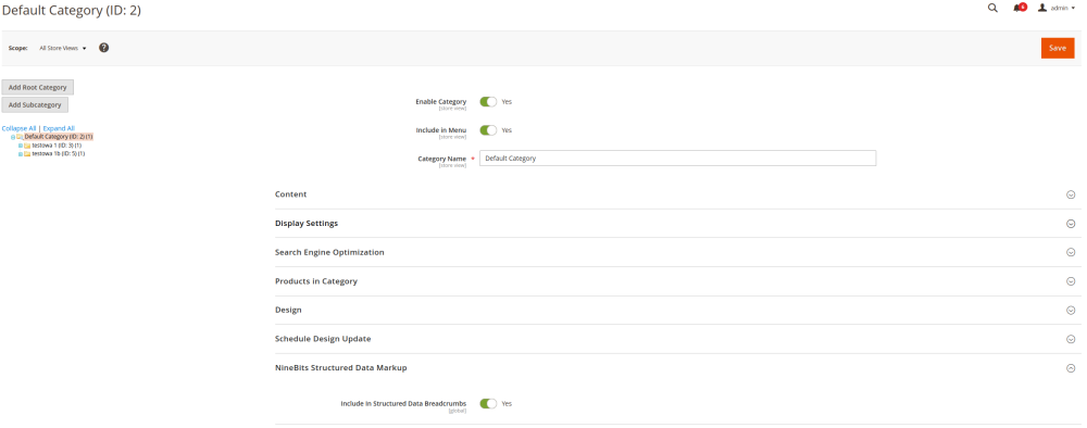 Structured data markup category