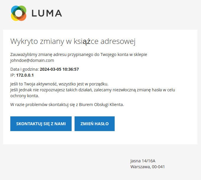 email zmiany w książce adresowej